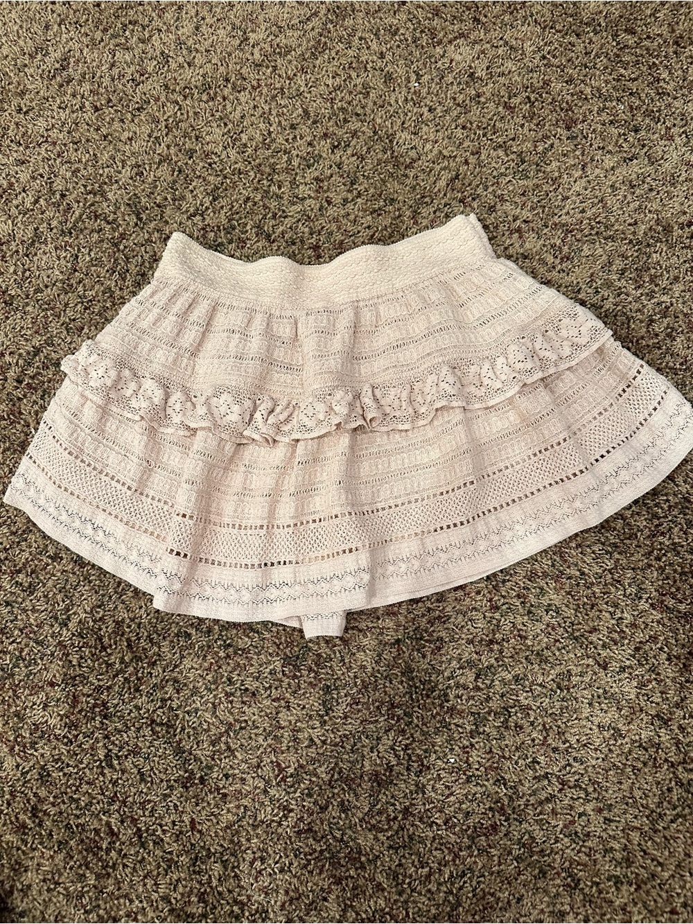 Women’s Cream Crochet Tiered Ruffle Skirt